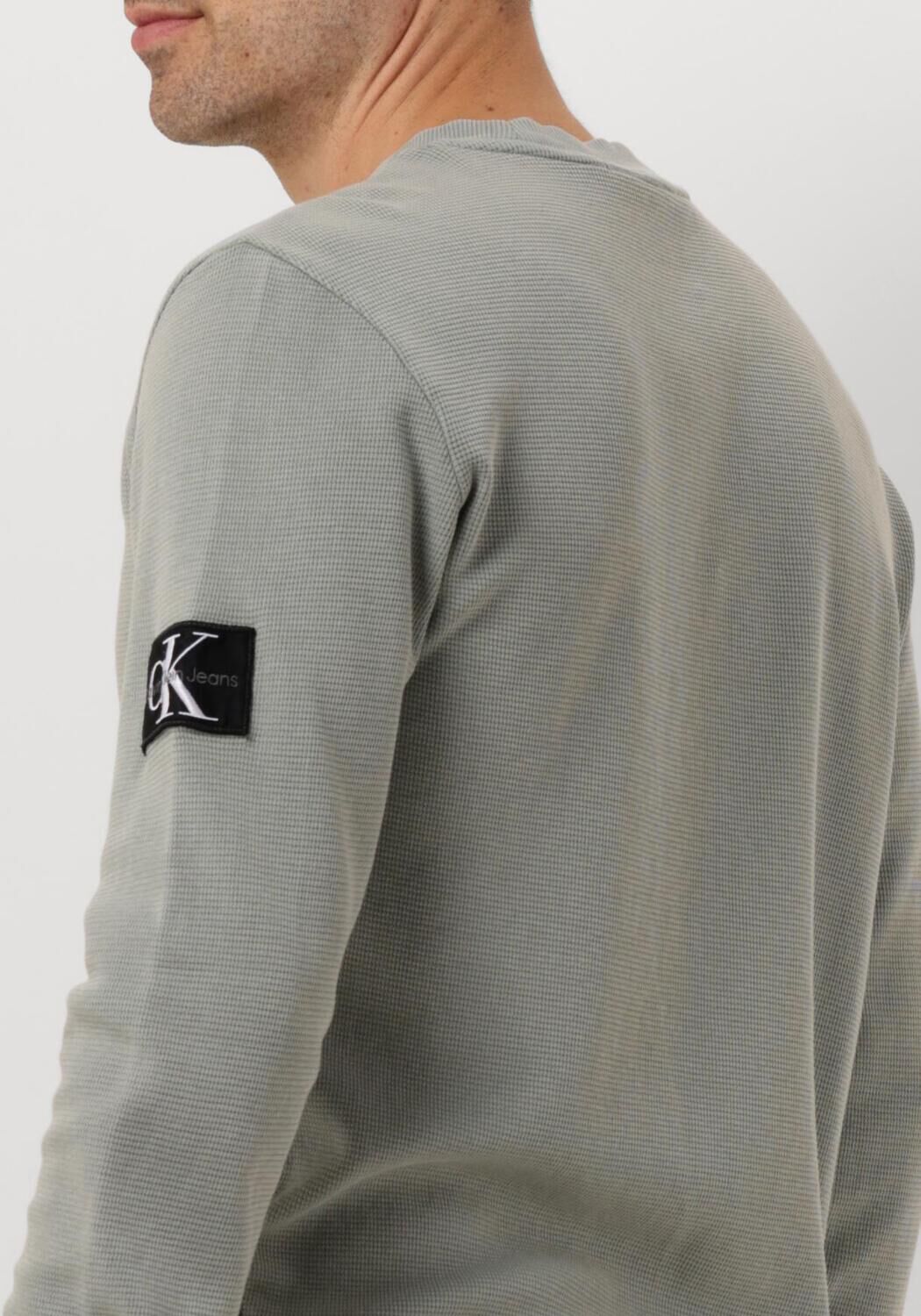 CALVIN KLEIN Heren Truien & Vesten Washed Badge Waffle Groen