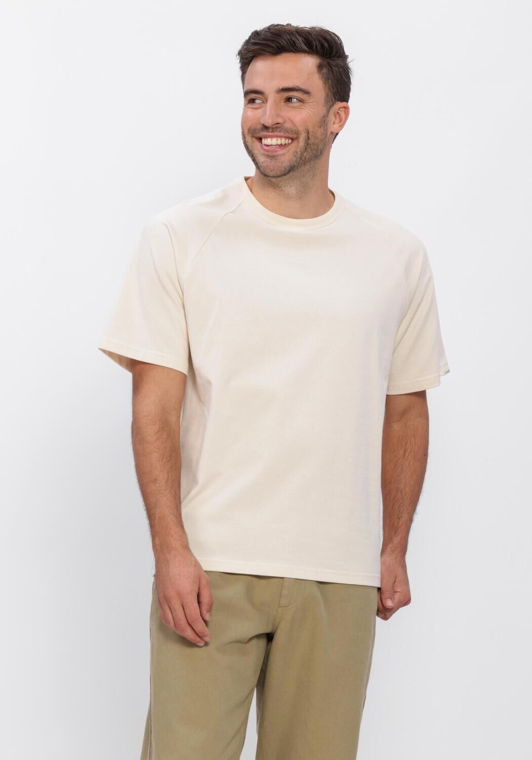Ecru ANERKJENDT T-shirt AKVILLADS UNDYED SS TEE - large