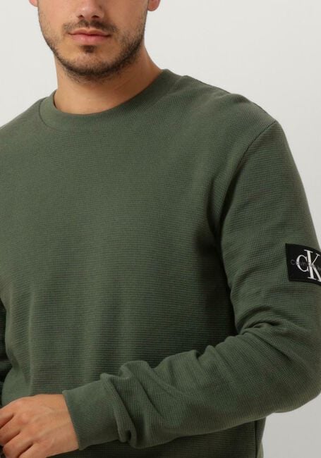 Donkergroene CALVIN KLEIN Trui WAFFLE LS TEE - large