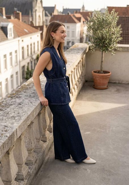 Donkerblauwe MSCH COPENHAGEN Wide jeans MSCHJOSEPHINE RUE HW PANTS - large