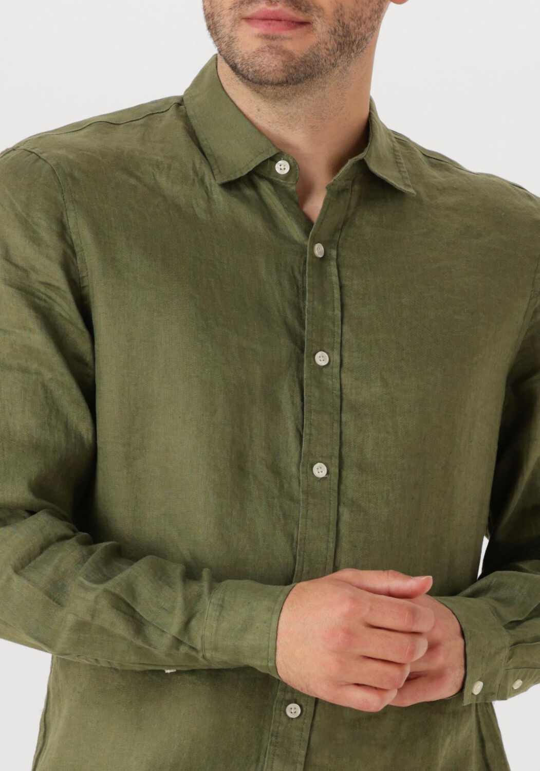 SCOTCH & SODA Heren Overhemden Regular Fit Linen Shirt Groen