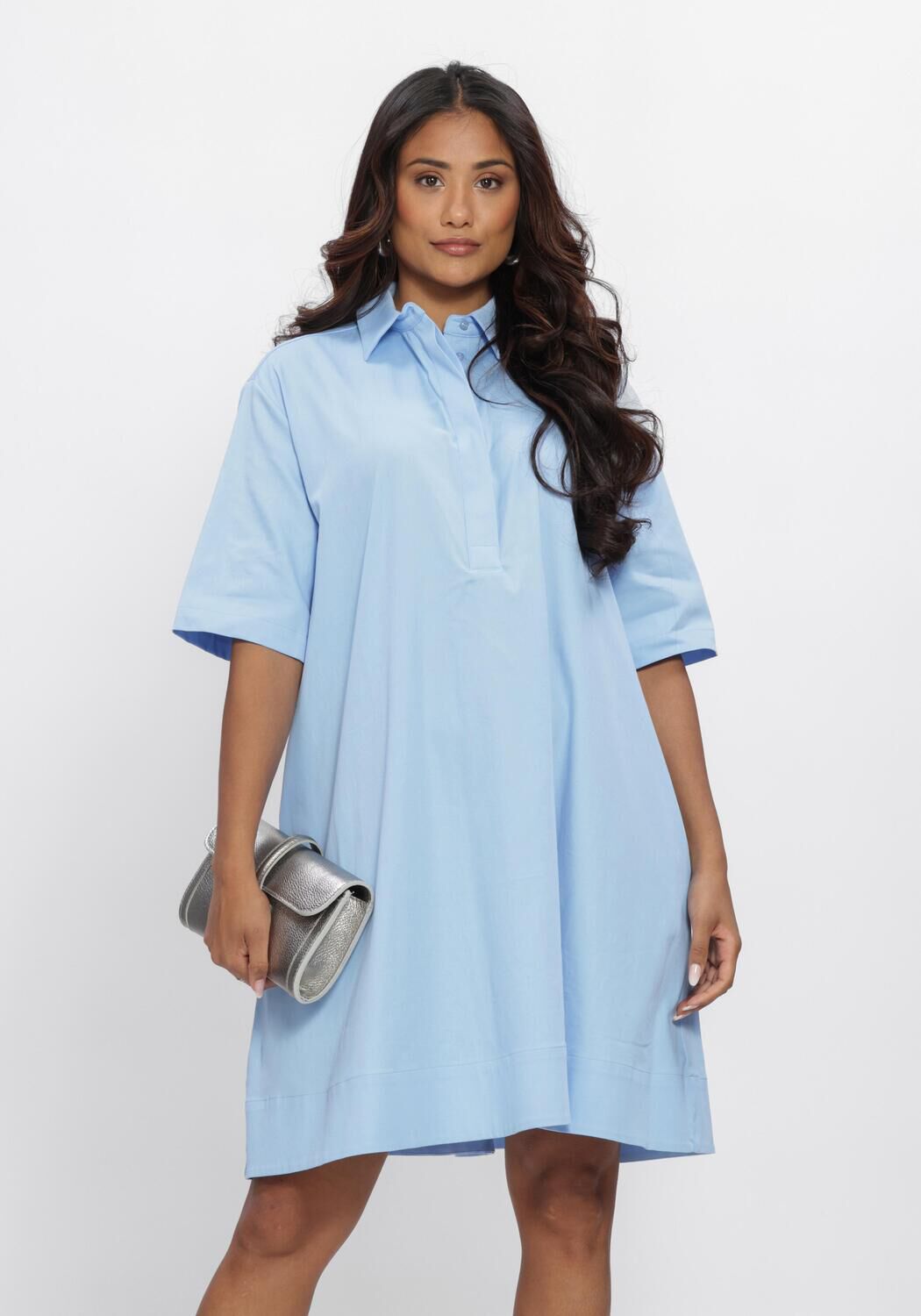 Lichtblauwe EST'SEVEN Mini jurk BEYZA DRESS - large