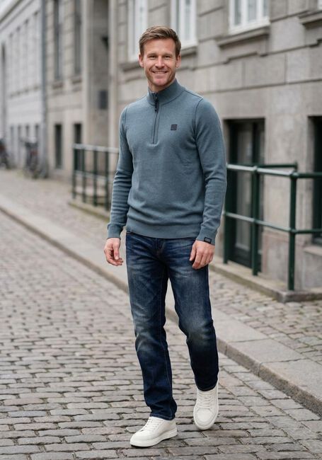 Grijze BUTCHER OF BLUE Trui CLIFDEN HALFZIP - large