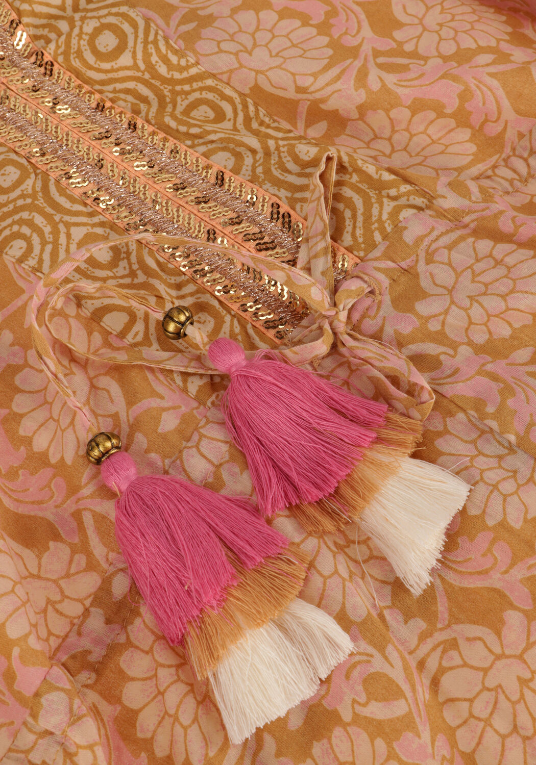 Camel SUMMUM Maxi jurk DRESS BLOCKPRINT - large