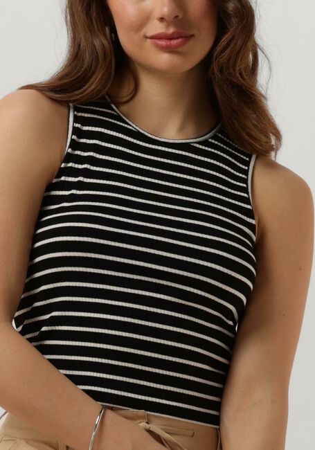 Zwarte ANOTHER LABEL Top ABELIA STRIPE TOP S/L - large