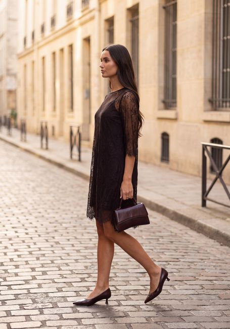 Zwarte Y.A.S. Mini jurk SLWDAPHNE 3/4 SLEEVE LACE MIDI DRESS - large