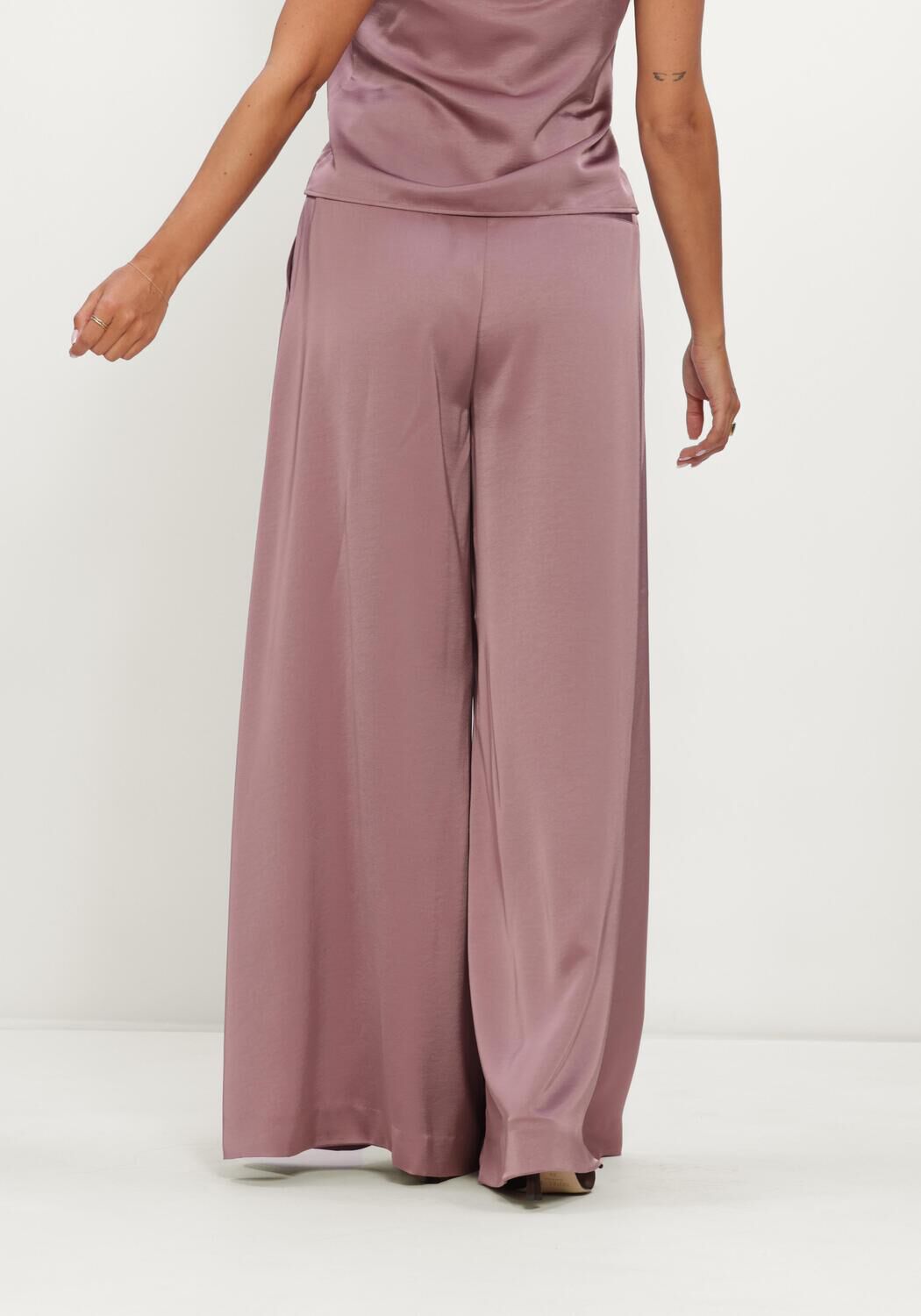 Paarse DANTE6 Broeken ONIQUE WIDE LEG SATIN PANTS - large