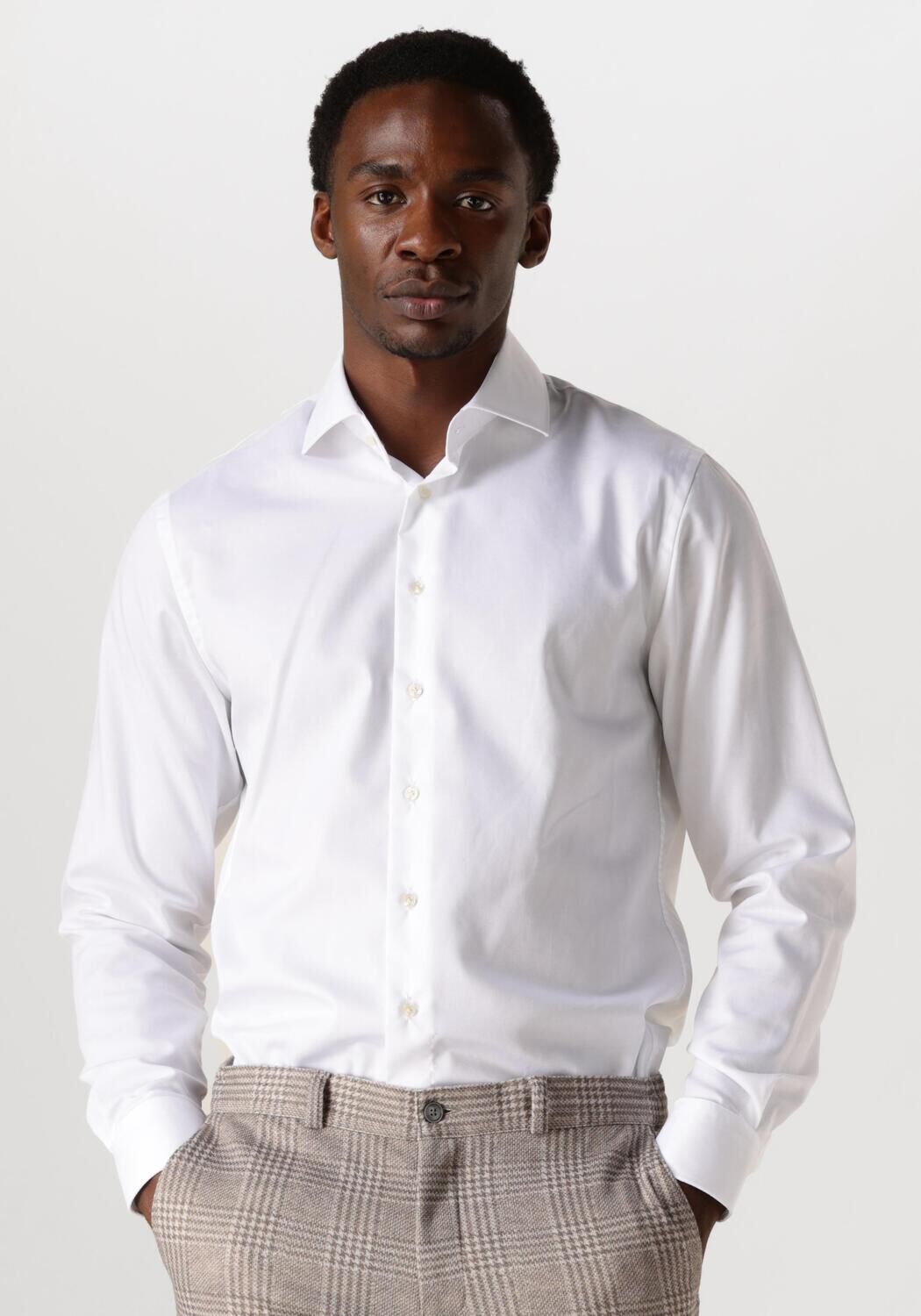 Witte PROFUOMO Klassiek overhemd FINE TWILL SLIM FIT NON IRON