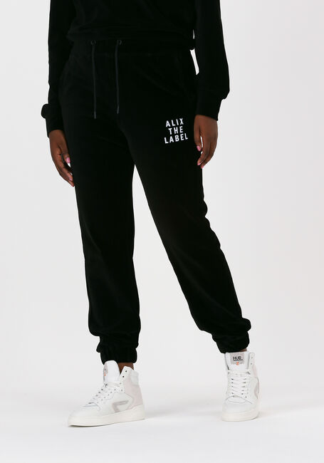 Zwarte ALIX THE LABEL Joggingbroek LADIES KNITTED RIB VELVET PANT - large