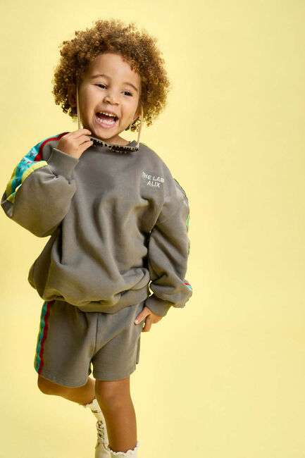 Donkergrijze ALIX MINI Sweater KNITTED STRIPE TAPE SWEATER - large