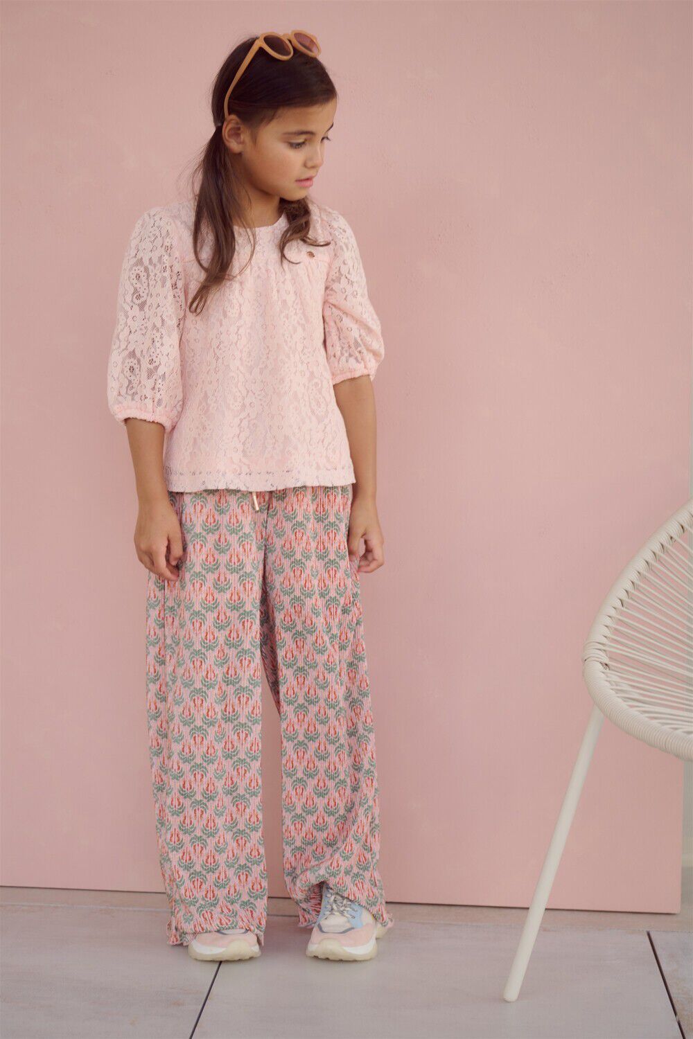 Roze NONO Top TINA LACE TOP WITH PUFFED SLEEVE - large