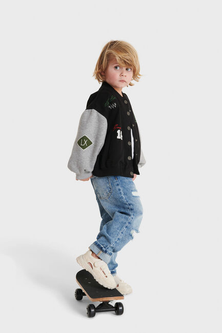 Zwarte ALIX MINI  KIDS KNITTED SWEAT BOMBER JACKET - large