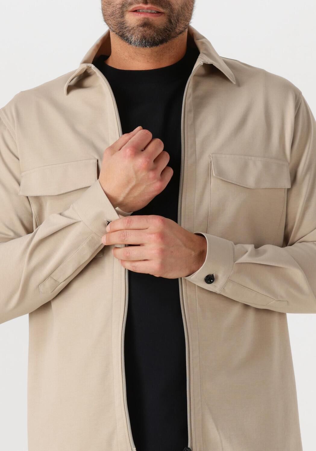 GENTI Heren Overshirts Oaks Shirt Jacket Zip S2095-1997 Beige