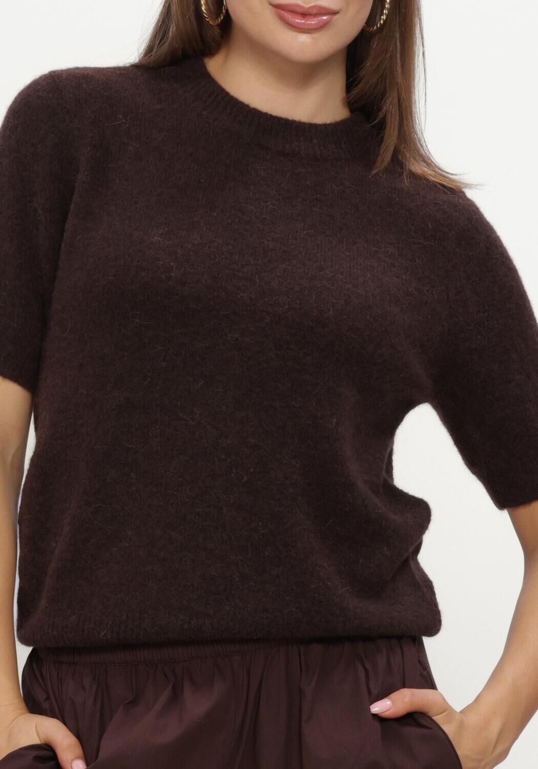 Bruine Y.A.S. Trui YASJOHI SS WOOL BLEND PULLOVER - large
