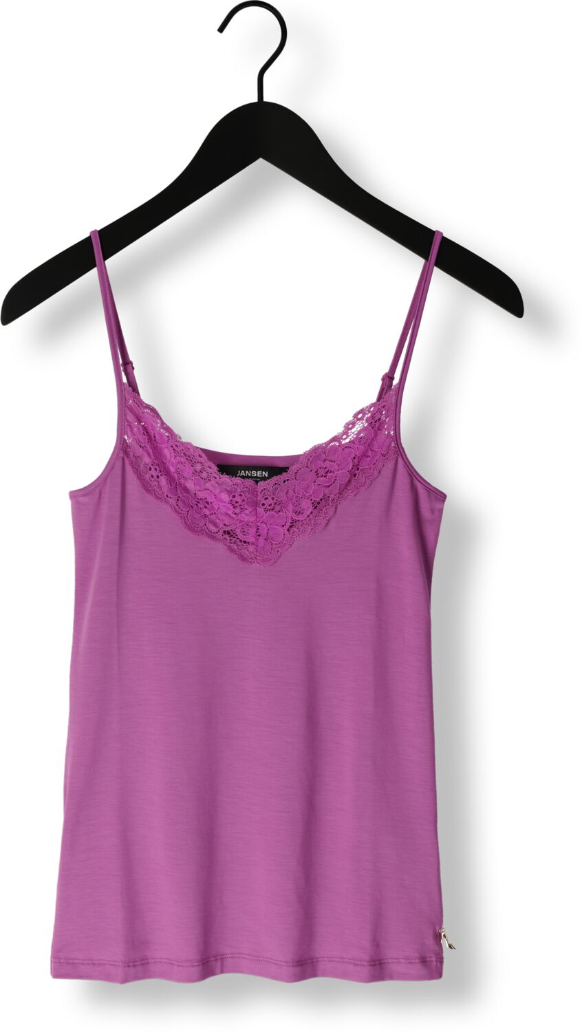JANSEN AMSTERDAM Dames Tops & T-shirts Tc103 Singlet With Lace At Neckline Paars