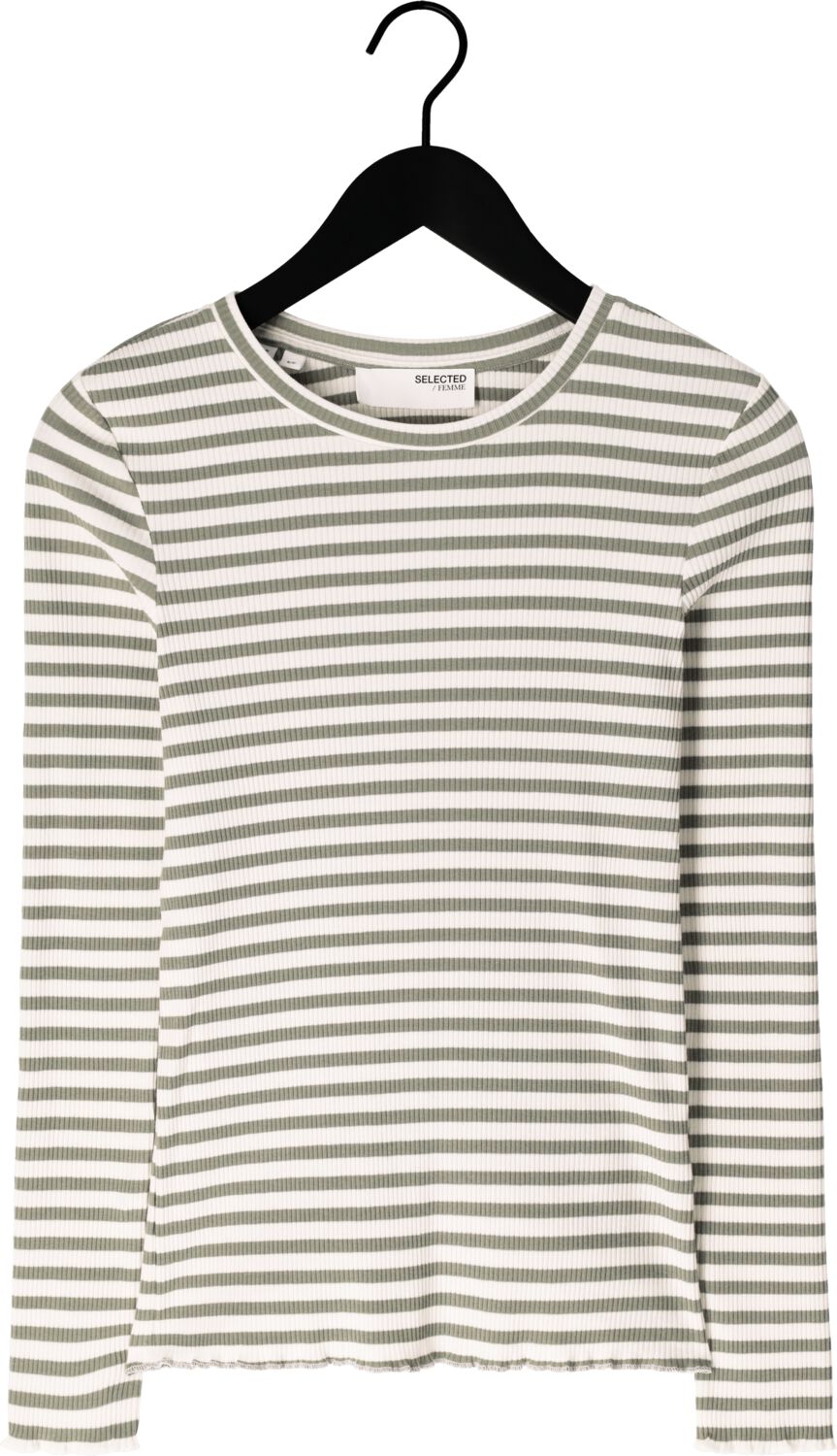 SELECTED FEMME Dames Tops & T-shirts Slfanna Ls Crew Neck Tee Str Groen