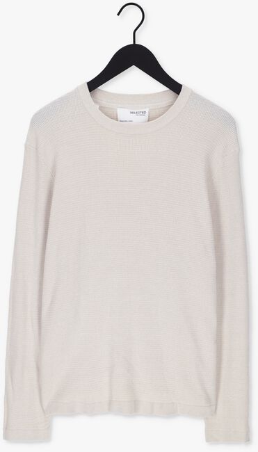 Beige SELECTED HOMME Trui ROCKS LS KNIT CREW NECK W NAW - large