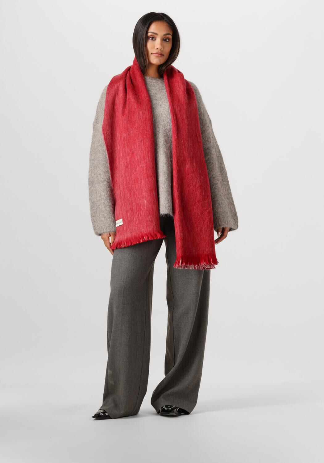 Rode ALPACA LOCA Sjaal DOUBLE SCARF - large