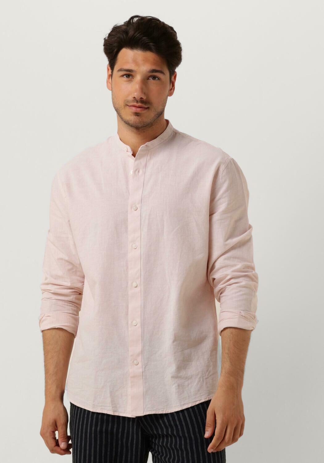 SELECTED HOMME Heren Overhemden Slhregnew-linen Shirt Ls Band Roze