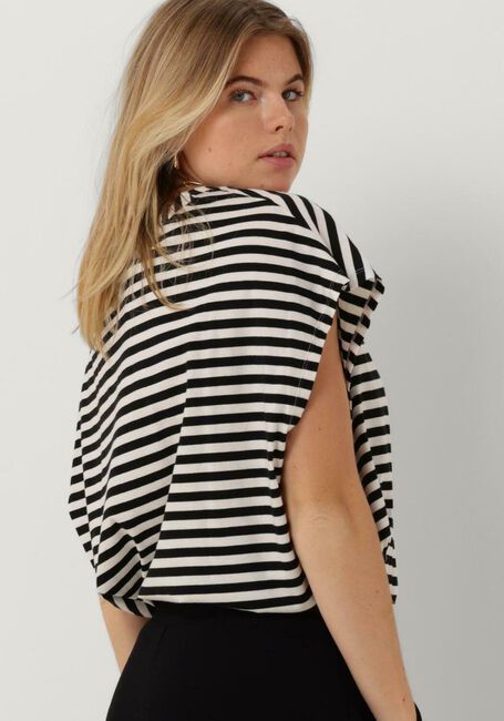Zwarte 10DAYS Top TEE STRIPE - large