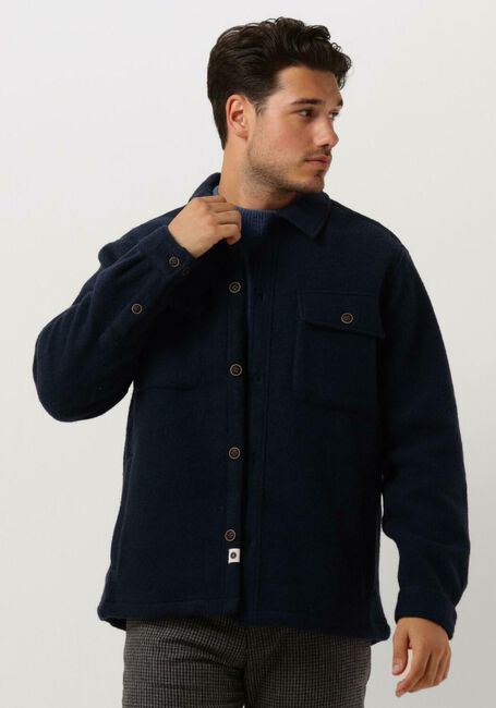 Donkerblauwe ANERKJENDT Overshirt AKLION BOILED WOOL - large
