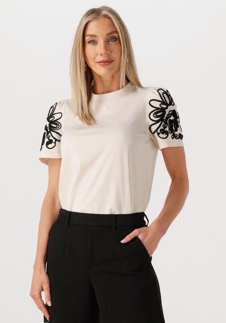 Beige OBJECT T-shirt OBJCAROLINE JOANA SS TOP E DIV - large