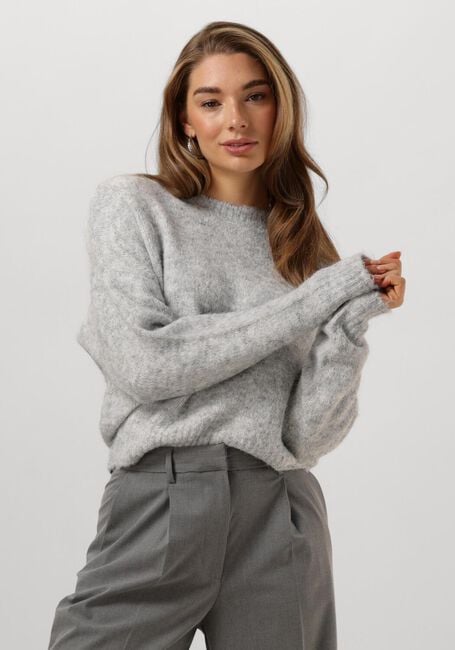 Grijze COLOURFUL REBEL Trui OLIVIA CREWNECK KNITTED SWEATER - large