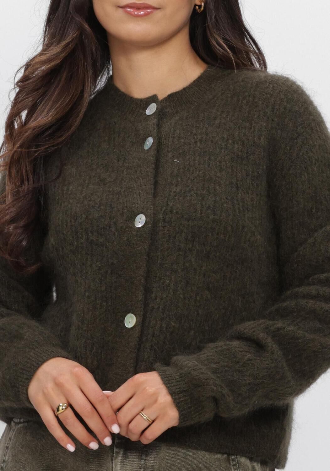 Zwarte SECOND FEMALE Vest ANDREA KNIT RIB LS CARDIGAN - large