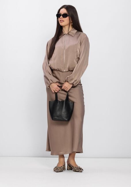 Taupe NEO NOIR Maxirok VICKY HEAVY SATEEN SKIRT - large