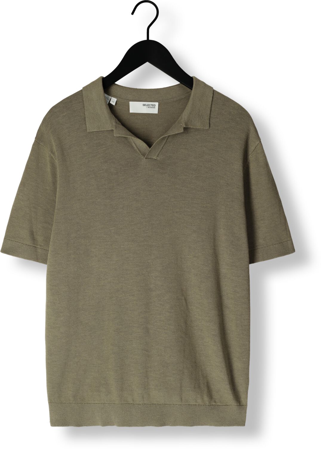 SELECTED HOMME Heren Polo's & T-shirts Slhmattis Ss Knit Sun Open Polo Noos Olijf