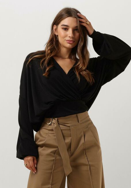 Zwarte MINUS Blouses GASIA MODAL WRAP - large
