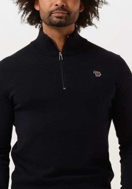 Donkerblauwe PS PAUL SMITH Trui MENS SWEATER HALF ZIP ZEB BAD - large