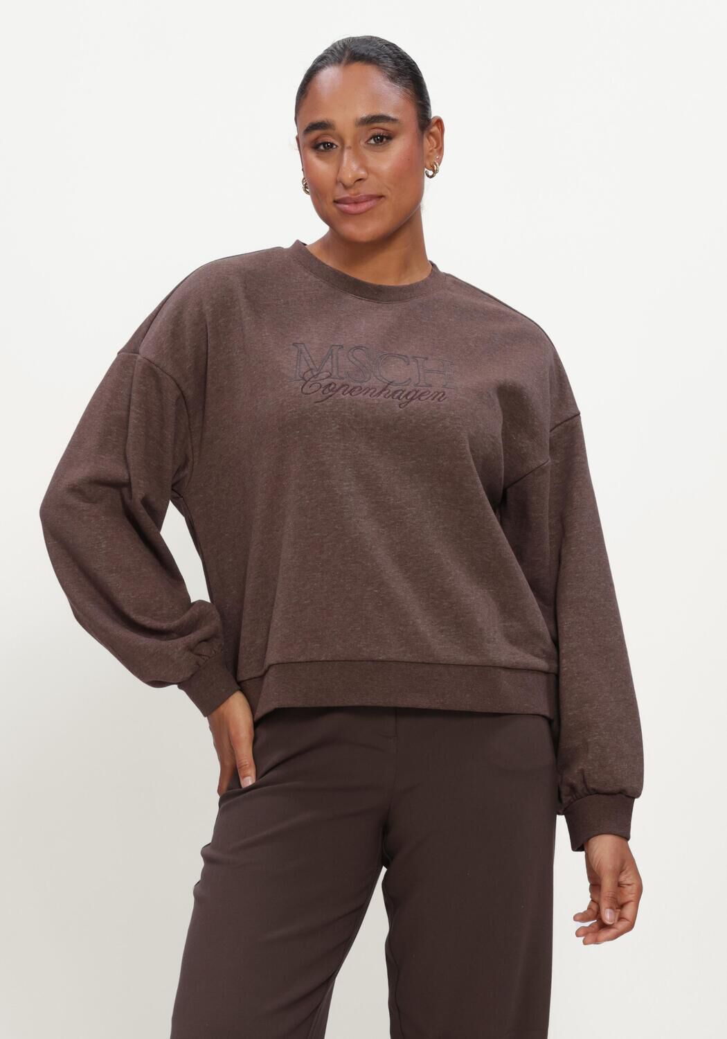 Bruine MSCH COPENHAGEN Trui MSCHBRAWLEY BRIENA LOGO SWEATSHIRT - large