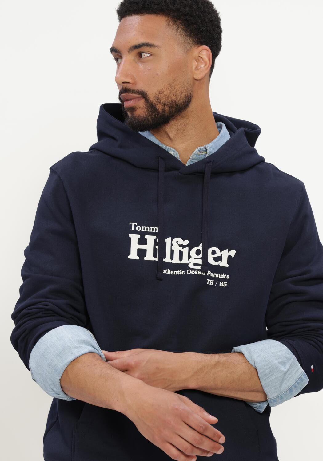 Donkerblauwe TOMMY HILFIGER Sweater NAUTICAL GRAPHIC HOODIE - large
