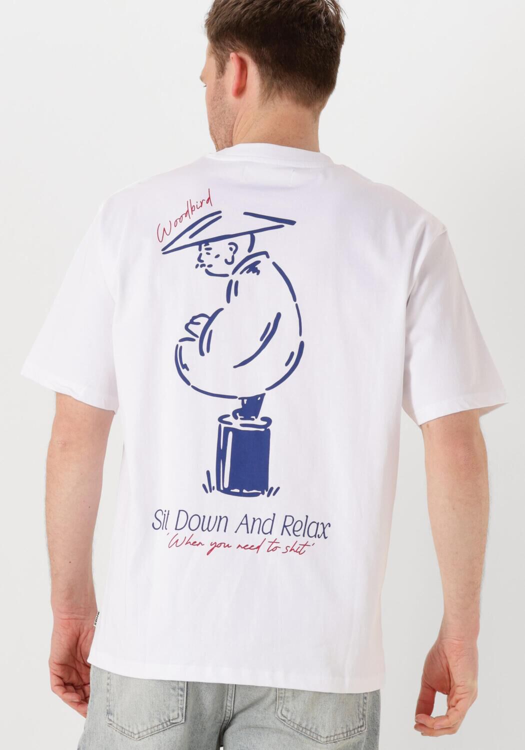 Woodbird Witte Pose Tee voor stijlvolle garderobe White Heren