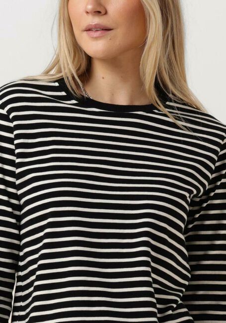 Zwarte PENN & INK Trui SWEATER STRIPE - large