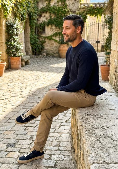 Donkerblauwe GENTILUOMO Polo ROUND NECK SS - large