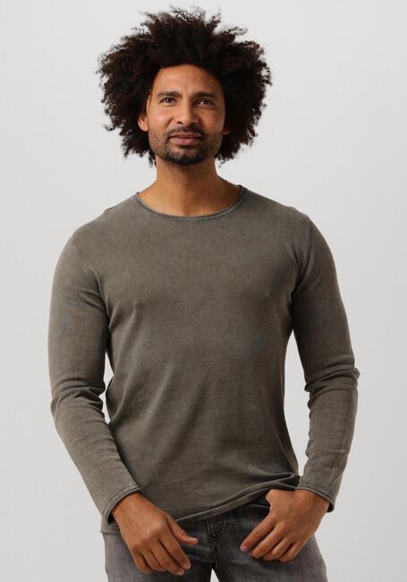 Olijf PURE PATH Trui FLAT KNITTED SHIRT WITH SMALL LOGO ON CHEST - large