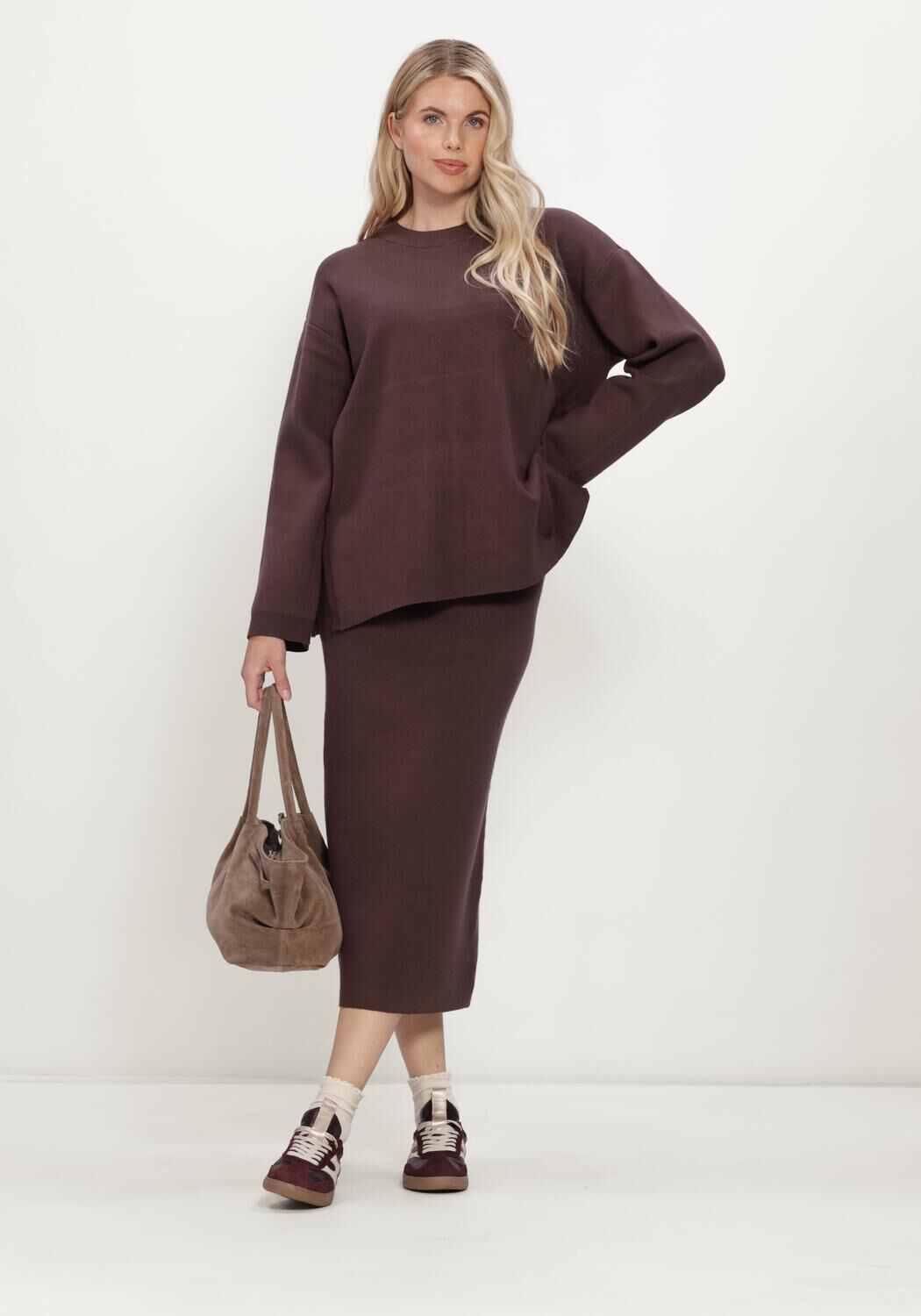 OBJECT Dames Rokken Objreynard Hw Knit Skirt Bruin