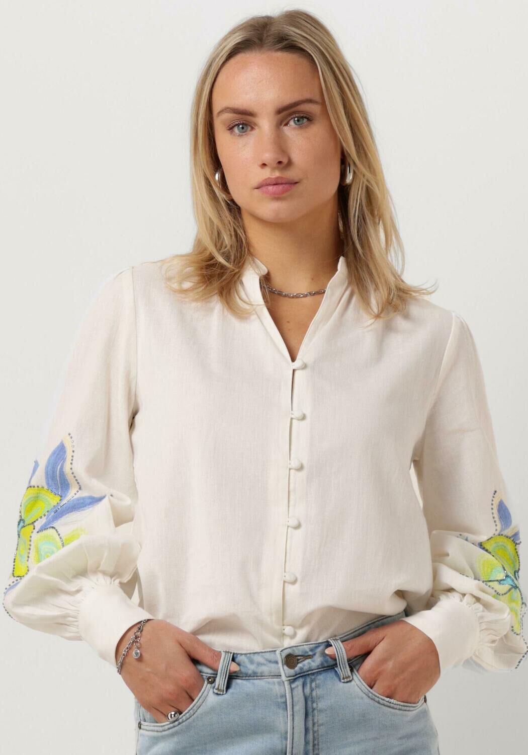 Fabienne Chapot Marielle Bloemen Geborduurde Losse Fit Blouse White Dames