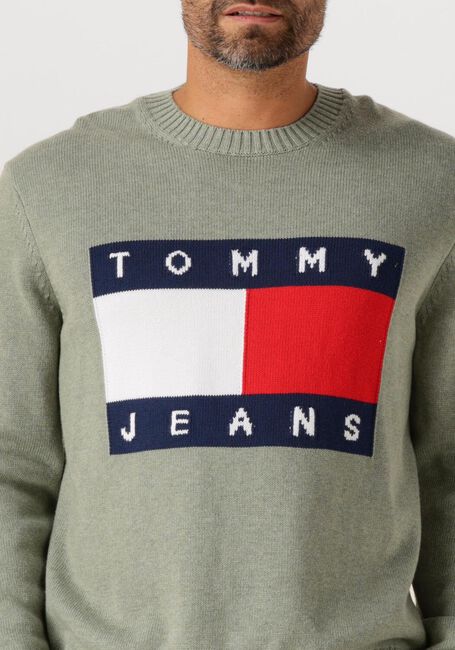 Groene TOMMY JEANS Trui TJM REG MELANGE FLAG SWEATER - large