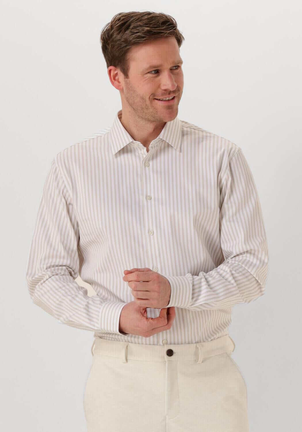 SELECTED HOMME Heren Overhemden Slhslim-performance Shirt Ls Noos Zand