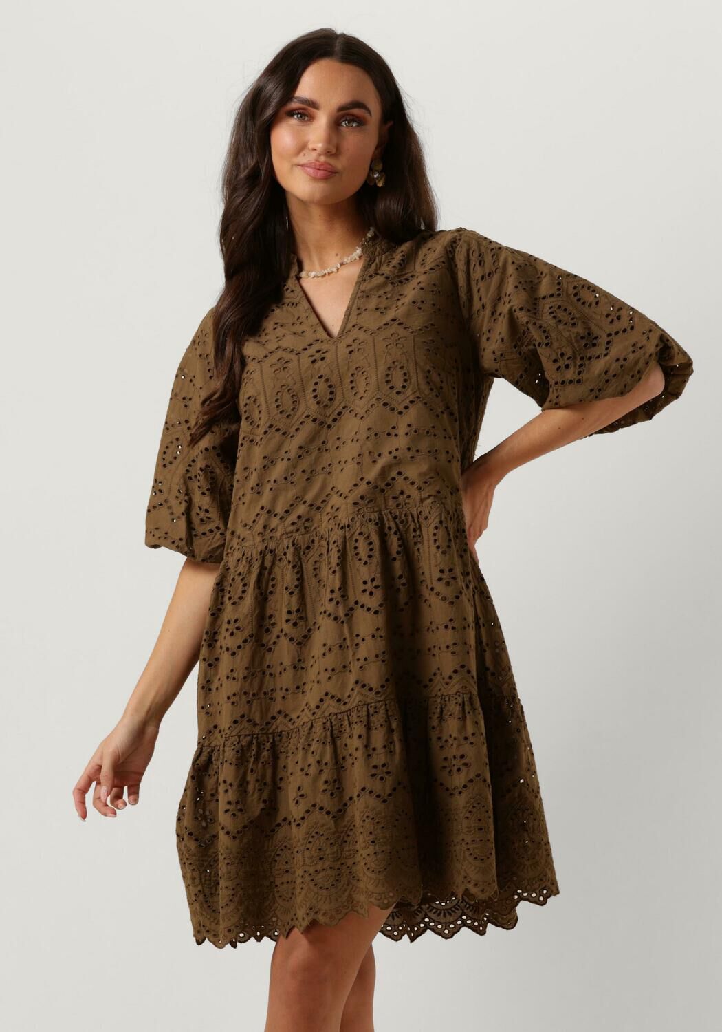 Notre-v Dames Jurken Nv-donna Dress Broderie Anglaise Dress Brown Dames