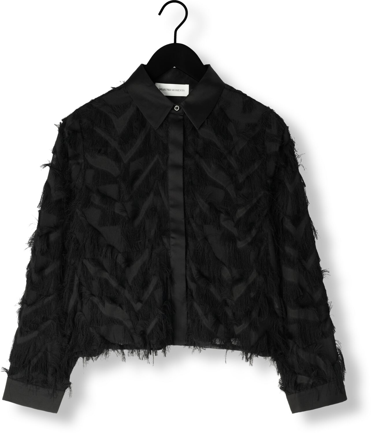 SELECTED FEMME Dames Blouses Slfmyline Ls Fluffy Cropped Shirt Zwart