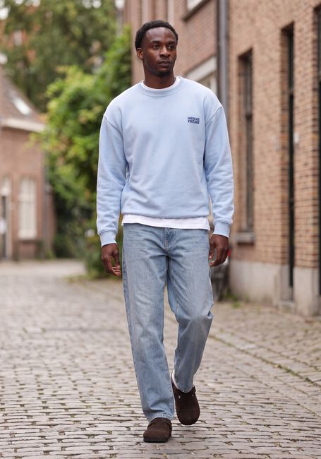 Blauwe AMERICAN VINTAGE Sweater PLIZZY CREW - large