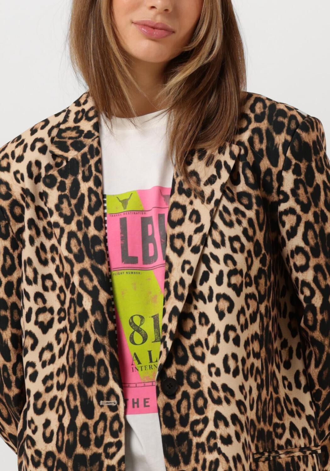 ALIX THE LABEL Dames Blazers Ladies Woven Leopard Blazer Bruin