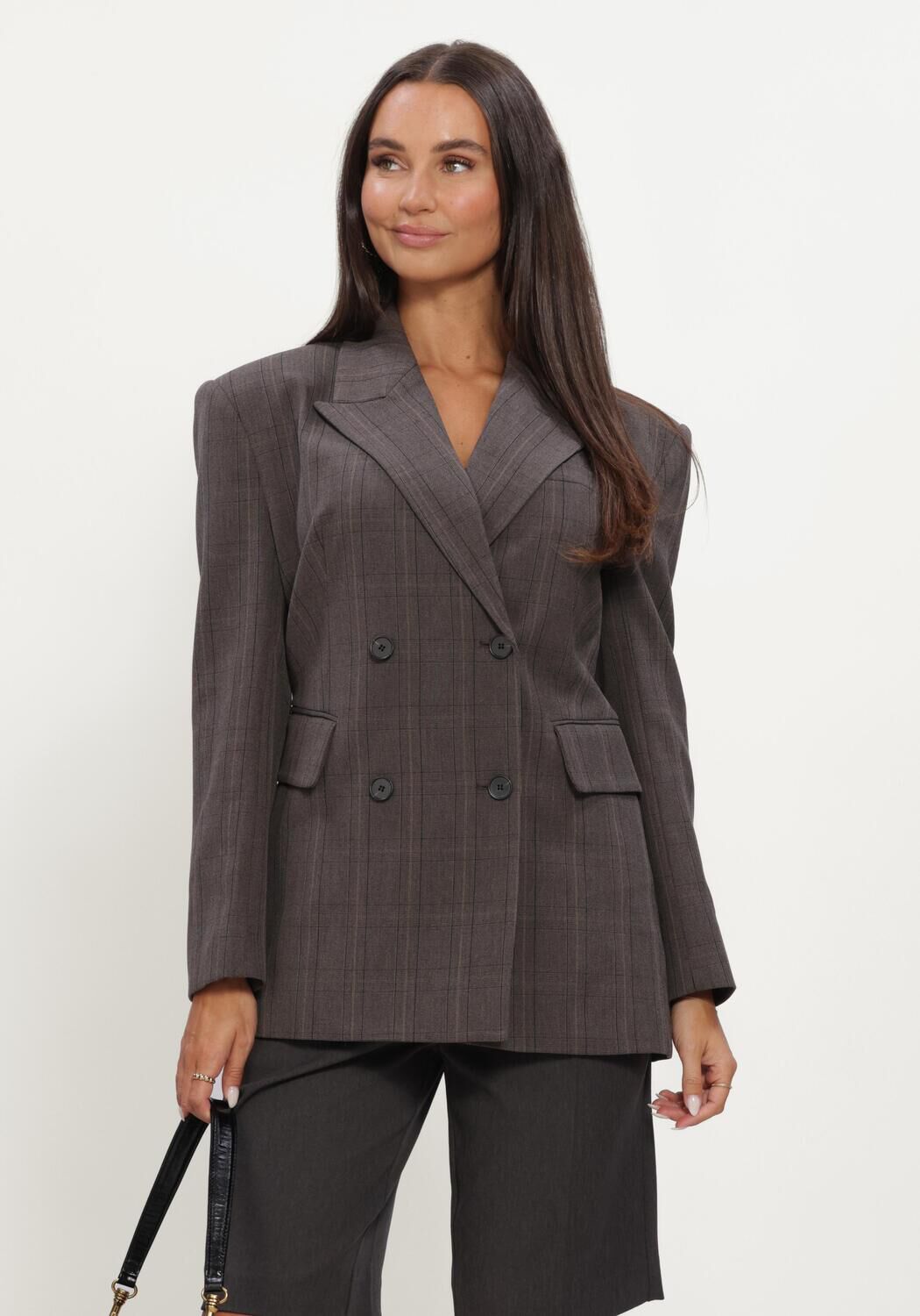 Bruine HAUTE L'AMITI&Eacute; Blazer WAIST FIT CHECK BLAZER - large