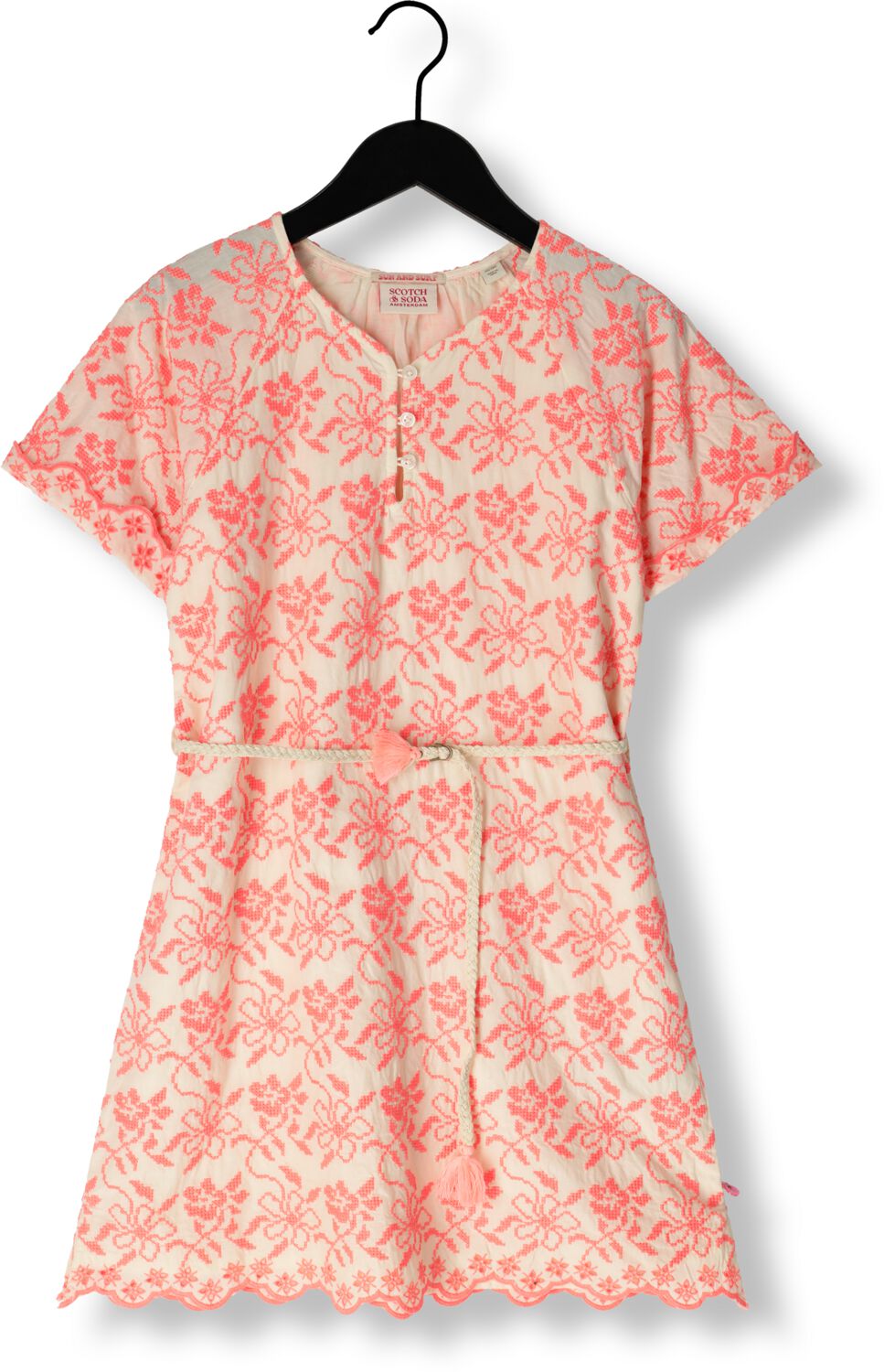 SCOTCH & SODA Meisjes Jurken All-over Embroidered En Belted Dress Roze