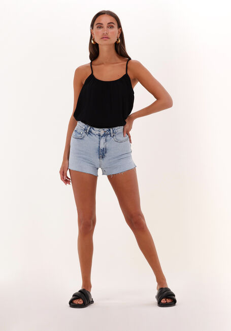 Blauwe NA-KD Jeans RAW HEM SLIT DENIM SHORTS - large