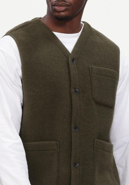 Groene ANERKJENDT Vest AKRASMUS BOILED WOOL - large